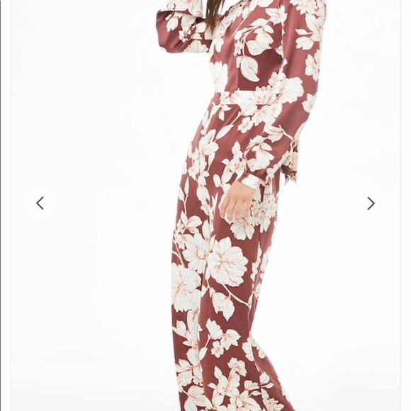 Satin floral print wide-leg Jumpsuit - Picture 1 of 5